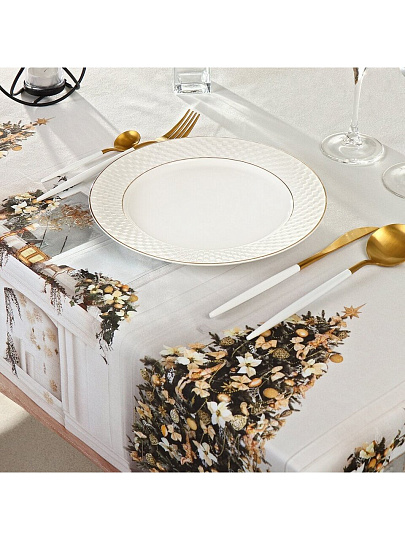 Скатерть 145х180 см, 100% хлопок, Праздничный стол Новогодняя ёлка, AI-1504044