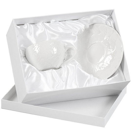 Чайная пара керамика, 2 предмета, на 1 персону, 270 мл, Daniks, Листья, Y4-4397, подарочная упаковка