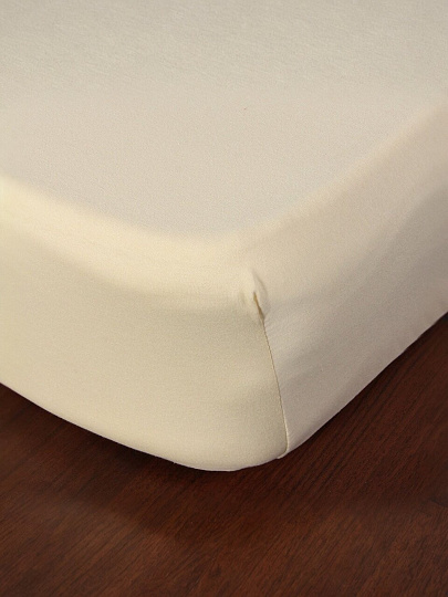 Простыня 1-спальная, 90х200х20 см, 100% хлопок, трикотаж, 120 г/м2, на резинке, Silvano, Кремовый, ПТр90*200