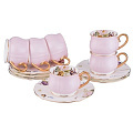 Набор кофейный фарфор, 12 предметов, на 6 персон, 100 мл, Lefard, Пинк, 264-799, подарочная упаковка
