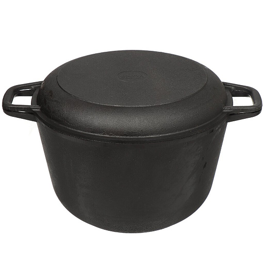 Кастрюля чугунная Биол 0206, 6 л, крышка-сковорода