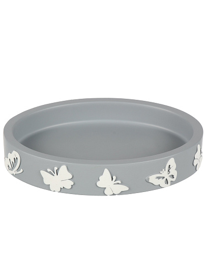 Мыльница настольная, Бабочки на сером, полистоун, 12.7х9.2х2.2 см, BRE0878AA-SD