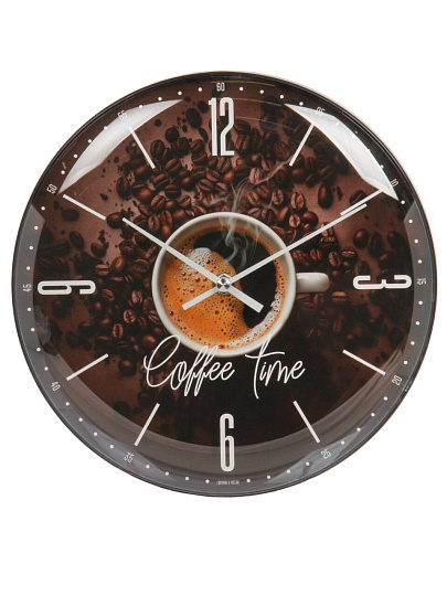Часы настенные, кварцевые, 25 см, основание темно-коричневое, круглые, Рубин, Кофе, 2526-103