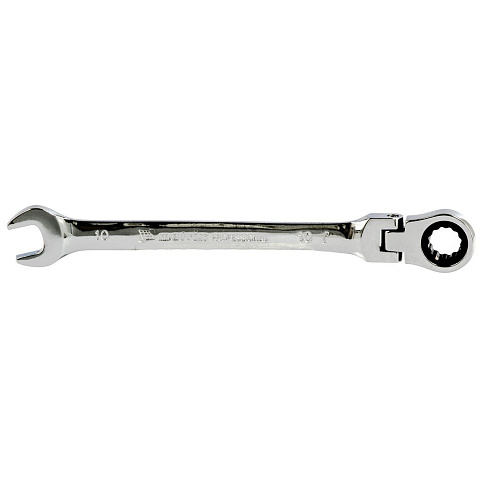 Ключ комбинированный трещоточный, 10мм, CrV, шарнирный, зерк.хром, Matrix, 14862