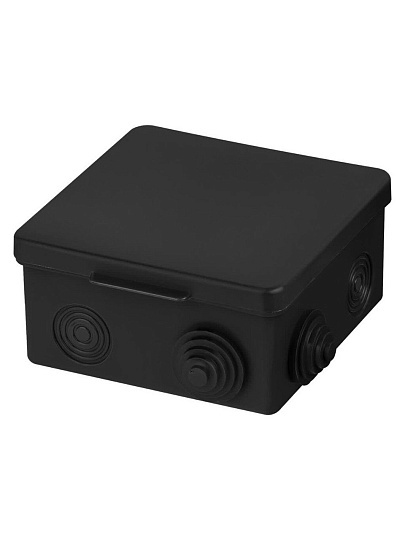 Коробка распаячная, открытая, 100х100х55 мм, TDM Electric, 8 входов, крышка, черная, IP54, SQ1401-0913