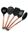 Набор кухонных принадлежностей 5 предметов, силикон, на подставке, черный, Y4-6436 - фото 2