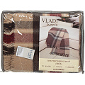Плед Vladi полутораспальный (140х200 см) шерсть 95%, п/э 5%, Уют 14 бежевый, бордовый, белый, коричневый
