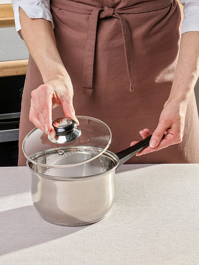 Ковш нержавеющая сталь, 1.9 л, крышка стекло, бакелитовая ручка, DNN1, SD-A19-16S