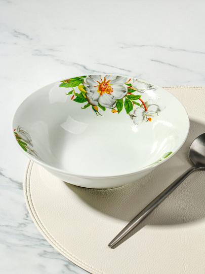 Салатник керамика, круглый, 20х5.5 см, 0.9 л, Шиповник, Daniks, 7435