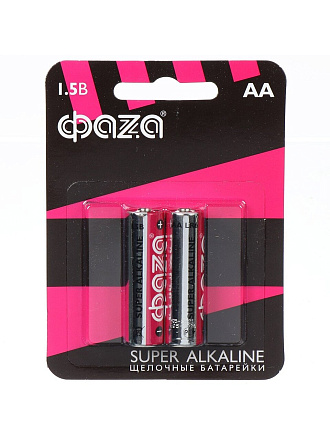 Батарейка ФАZА, АА (LR6, 15A), Super Alkaline, щелочная, 1.5 В, блистер, 2 шт, 2858443