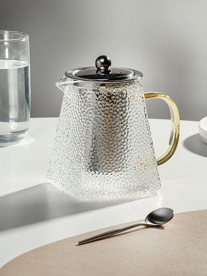 Чайник заварочный стекло, металл, 0.75 л, с ситечком, Мозаика, B050188