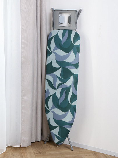 Доска гладильная 121х38 см, Лайт, подставка для утюга, Марья Искусница, серо-синяя, антипригарное покрытие