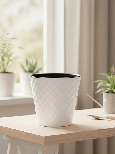 Горшок для цветов пластик, 1.6 л, 16х16х14.5 см, белоснежный жасмин, InGreen, Manhattan, IG670110048