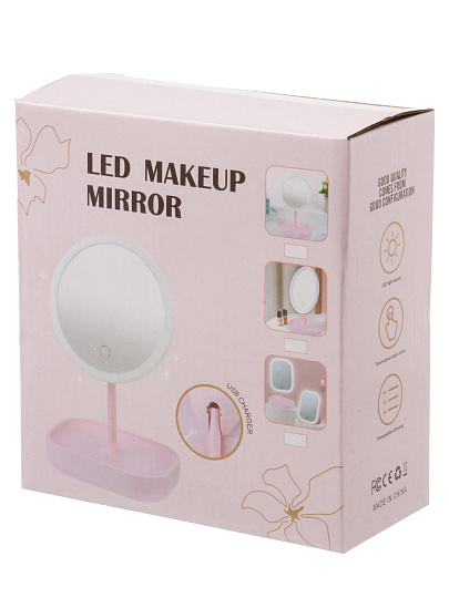 Зеркало настольное, 27.5х17.5 см, круглое, с подставкой, белое, Y4-11527