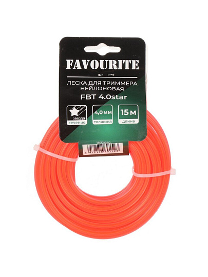 Леска для триммера 4 мм, 15 м, звезда, Favourite, FBT 4.0star