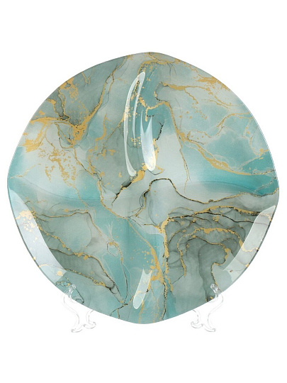 Менажница стекло, 29 см, круглая, Daniks, Флюид, бирюза