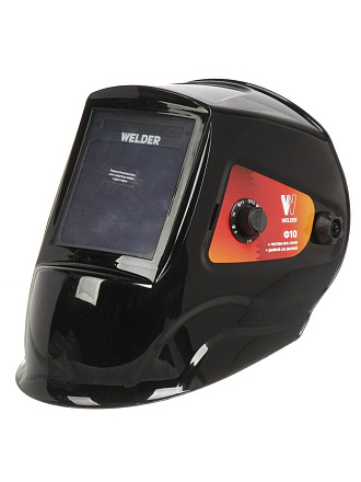 Маска сварочная хамелеон, Welder, Ultima Ф10, 3/4-8/9-13 DIN, поликарбонат, 103х90 мм, черная, WDU-Ф10-П, внешняя регулировка
