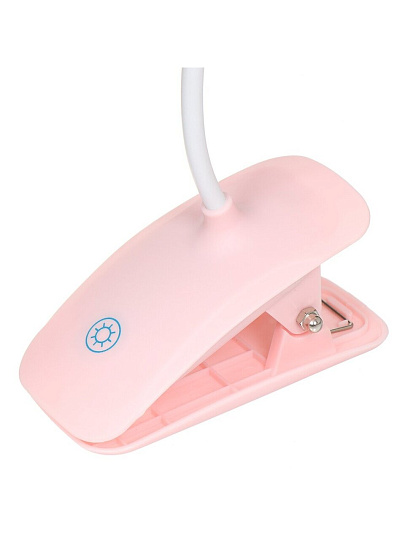 Светильник настольный на прищепке, белый, абажур розовый, SPE 16941-01-167