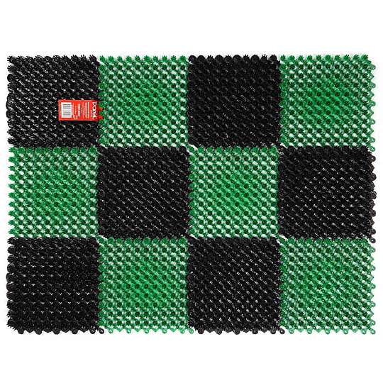 Коврик грязезащитный, 41х54 см, прямоугольный, пластик, черно-зеленый, Травка, Darel, 50212