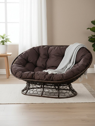 Диван ротанг, Мамасан, 86х90х165 см, коричневый, подушка, 250 кг, 12110205