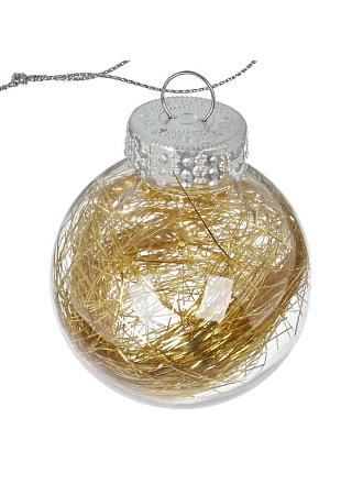 Набор шаров 6 шт, золото, 6 см, пластик, прозрачный с наполнением, F010006