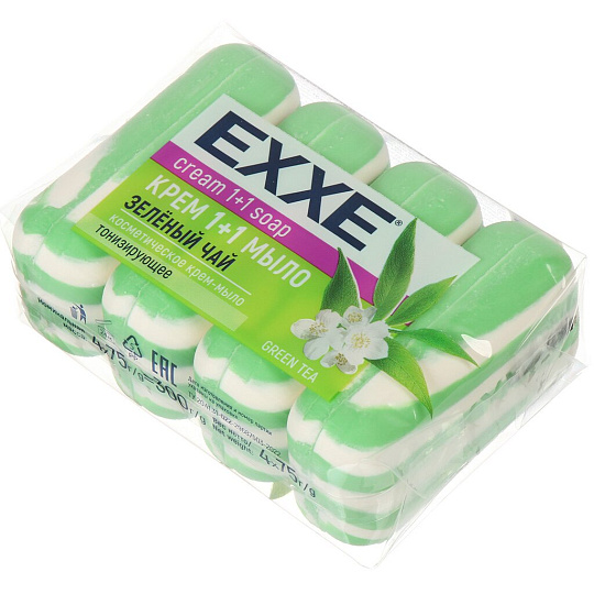 Крем-мыло Exxe, 1+1 Зеленый чай, 4 шт, 75 г