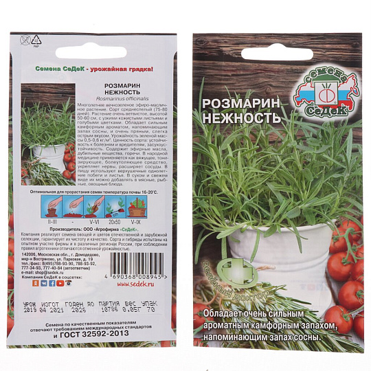 Семена Розмарин, Нежность, цветная упаковка, Седек