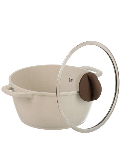 Кастрюля алюминий, антипригарное покрытие, 3 л, крышка стекло, Гурман, Pollen light, ГМк303 ПЛИ, индукция