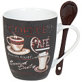 Кружка керамическая Бариста Mix R03H/1191J, 340 мл, с ложкой