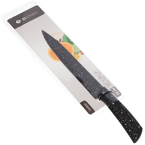 Нож кухонный Daniks, Карбон, разделочный, нержавеющая сталь, 20 см, рукоятка пластик, YW-A641-3-SL