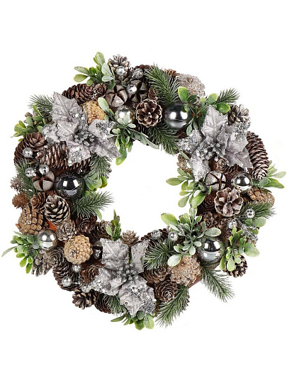 Венок рождественский 35 см, с пуансеттией, SYSGZSA- 4623100