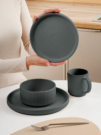 Сервиз столовый керамика, 16 предметов, на 4 персоны, Jewel, Аквамарин, ПС0003-15