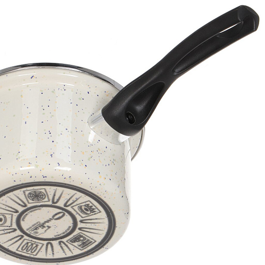 Кастрюля эмалированная сталь, 1.5 л, крышка стекло, Сантэкс, Гранит цветной, 1-2215411, индукция