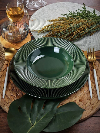 Тарелка суповая, керамика, 24 см, круглая, Emerald Green, Domenik, TDP471/DMD032
