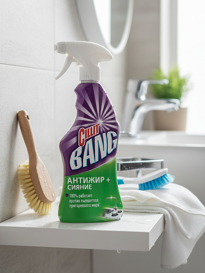 Чистящее средство для кухни, Cillit Bang, Антижир + сияние, спрей, 750 мл