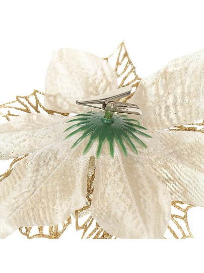 Елочное украшение Пуансеттия, шампань, 16 см, на прищепке, Y4-3001