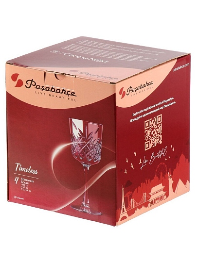 Бокал для вина, 330 мл, стекло, 4 шт, Pasabahce, Timeless, 440276B
