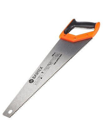 Ножовка по дереву, 500 мм, закаленные зубья, 3D-заточка, 7 TPI, рукоятка двухкомпонентная прорезиненная, Bartex, Profi, P-500