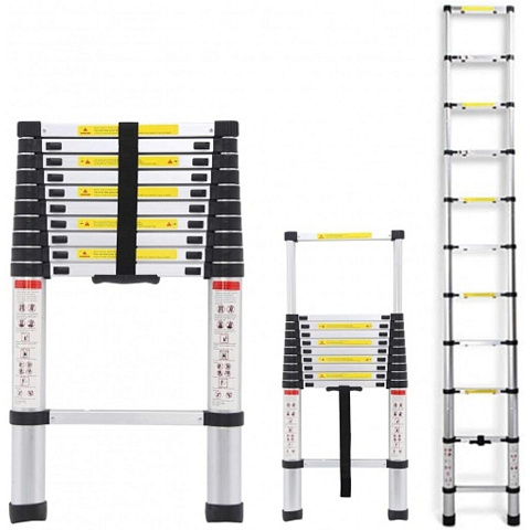 Лестница 1 секция, 11 ступеней, алюминий, 3.2 м, 150 кг, телескопическая, Alumet, TLS 3.2