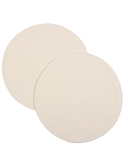 Салфетка сервировочная хлопок, 38х38 см, круглая, 2 шт, плетенка, Y4-9581