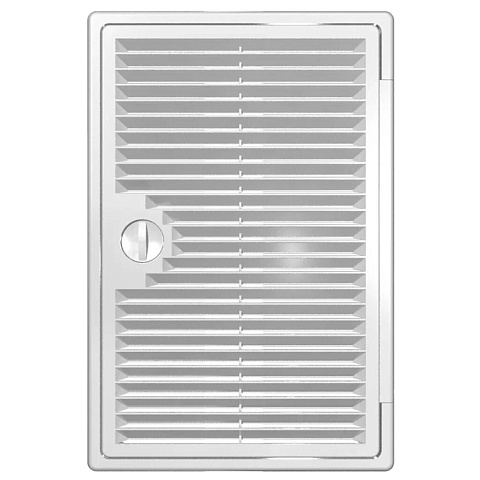 Решетка вентиляционная пластик, 200х300 мм, с дверцей, белая, ERA, 2030ДФ