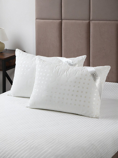 Подушка 50 х 70 см, Лебяжий искусственный пух, тик, эвкалиптовое волокно, на молнии, Silvano