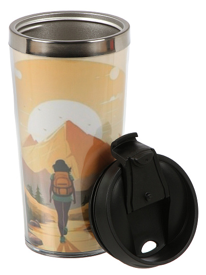 Термокружка пластик, 0.42 л, Daniks, колба нержавеющая сталь, FD-06-16-mnt