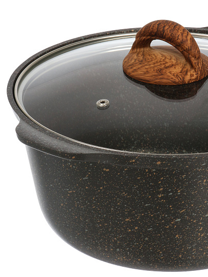 Кастрюля алюминий, антипригарное покрытие, 4 л, крышка стекло, Kukmara, Granit Ultra Induction original, кгои43а, индукция