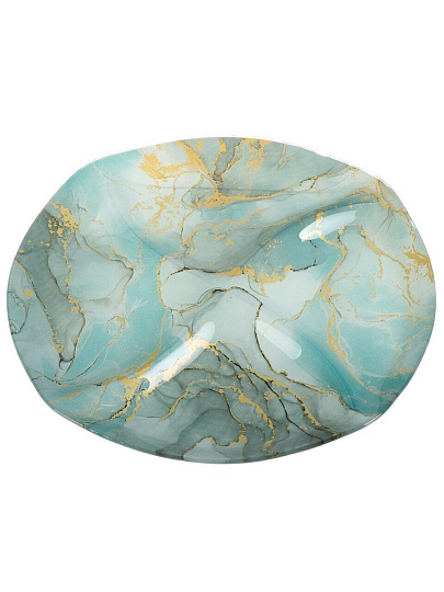 Менажница стекло, 29 см, круглая, Daniks, Флюид, бирюза