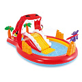 Игровой центр-бассейн Intex, 259х165х107 см, Счастливый динозавр, 57160NP, 150 л, горка, фонтан, кольцо, от 2 лет