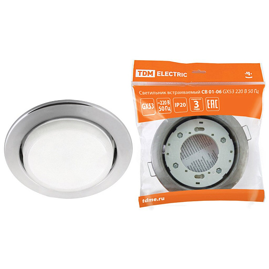 Светильник встраиваемый СВ 01-06, GX53, 50Гц, хром, TDM Electric, SQ0359-0058