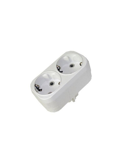 Двойник 2 гнезда, 2 полюса, с заземлением, плоский, 16 А, TDM Electric, SQ1806-0026
