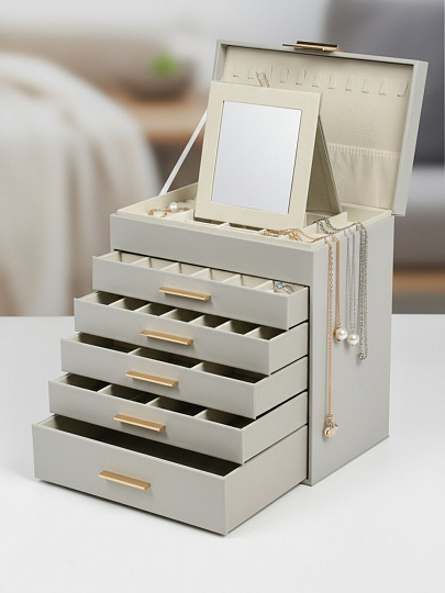 Шкатулка для украшений, пластик, 26.7х17х28.2 см, A320051