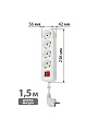Удлинитель 4 гнезда, 1.5 м, с заземлением, 16 А, выключатель, 3680 Вт, белый, TDM Electric, Народный - фото 4